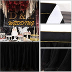 Suppromo 9ft Black Table Skirts for Rectangle Tables or Round Tables Black Tutu Table Cloth for Black Gold Happy Birthday Party, Wedding, Baby Shower, Graduation, Halloween Party Decorations - Image 6
