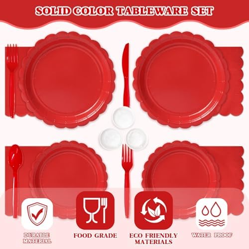 Vyntra 350 Pcs Red Paper Plates and Napkins Party Supplies - Image 4