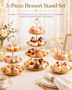 3-Pack 4 Tier Gold Cupcake Stand Set, 4/3/2 Tiered Dessert Serving Tray - Image 2