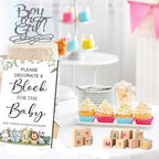 97 Pcs Baby Shower Game Sign Set Includes Decorative Square Signs 56 DIY Blank Wooden Blocks 20 Fabric Pens Baby Shower Game Prizes - Image 5