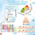 Hiboom 75 Pcs Baby Shower Wood DIY Print Car Set, Blue, Bear - Image 2