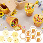 Cinnvoice 12 Set Ceramic Mini Honey Bee Pots with Honeycomb Stand Dippers Bee Charms Cupcake Planter Hexagon Display Holder Honey Party Favors for Baby Shower Guests Wedding Birthday Party Decor - Image 3