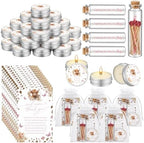 MTLEE 24 Sets Highland Cow Baby Shower Favors for Guest Bulk Including Lavender Scented Candles and Empty Matches Jars with Cork Top Thank You Cards and Organza Bags for Baby Shower Party Souvenir by MTLEE
