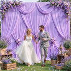 6 Panels Lavender Backdrop Curtain for Parties Wedding Wrinkle Free Light Purple Photo Curtains Backdrop Drapes Fabric Decoration for Baby Shower Photoshoot 30ft(W) x 10ft(H) - Image 4