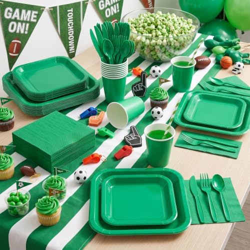 Vyntra 350 Pcs Green Square Paper Plates and Napkins Set, Serves 50 - Image 3