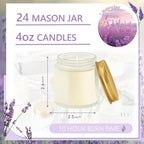 24 Pcs 4 Oz Mason Jar Candles, Lavender Scented Soy Candles Bulk Set for Stress Relief and Relaxation, Great Favors for Wedding, Christmas, Housewarming Gifts (Gold,Frosted Glass, Lavender, 24) - Image 2