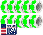 Perco Neon Green Perforated Round Circle Dot Sticker 3-Inch Labels — 10 Rolls, 5,000 Stickers—Available, Ready & Promo Signage, High Visibility, Strong Adhesive —Made in USA by Perco