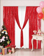 Eternal Beauty Red Sequin Backdrop Curtains, 4 Panels 2x8FT - Image 4