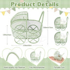 Threehoney 12 Pcs Baby Shower Mini Carriage Decoration Greenery Color Metal Wired Fillable Candy Stroller Baby Shower Table Centerpiece for Guest Gender Reveal Wedding Party Favor Gift - Image 2