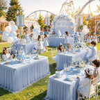 Blue Tulle Tablecloth for 6 Ft Rectangle Tables 4-Pack, Ideal for Weddings - Image 3