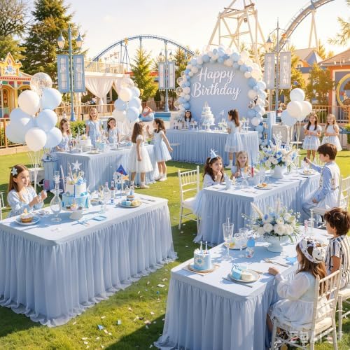 Blue Tulle Tablecloth for 6 Ft Rectangle Tables 4-Pack, Ideal for Weddings - Image 3