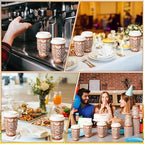 100 Sets 16oz Cielito Lindo Cups Mexican Paper Cup Copas De Barro Disposable Fiesta Coffee Drink Mug with Lid Sleeve for Birthday Baby Shower Wedding Party Supply Cafe Shop Decoration - Image 5