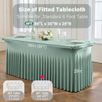 2 Pack Sage Green Spandex Table Clothes for 8 Foot Rectangle Tables, Wrinkle Free Fitted Table Cover 8ft Stretch Tablecloths Desk Skirt for Parties Weddings Birthday Banquet Baby Shower - Image 6