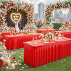gogoparti 6 Pack Spandex Red Fitted Table Cloth for 6ft Rectangle Tables Red Stretch Tablecloth Table Covers Skirt Banquet Wrinkle Free Tablecloths for Parties Wedding - Image 3
