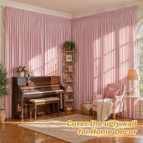 16ftx10ft Wrinkle Free Dusty Rose Backdrop Curtain - 10 Feet Photography Backdrop Drapes, Silky Polyester Back Drop Cloth for Wedding Baby Shower Balloon Arch Background - Image 2