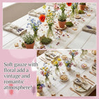 Lounsweer Apricot Wildflower Table Runner 10ft Embroidery Tulle - Image 4