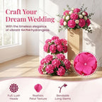 AVIVIHO 65pcs Fake Flowers Hot Pink Hydrangea Artificial Flowers Bulk (Not Squished, No Steaming Need) Silk Flowers with Stems for Wedding Decor,Home,Baby Shower,Table Centerpieces Decoration - Image 3