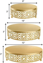 Hedume 3 Pack Cake Stand, Round Metal Cake Stands, 8" 10" 12" Dessert Display Cupcake Stands, Wedding Brithday Party Celebration Dessert Cake Display Plates-Gold - Image 2