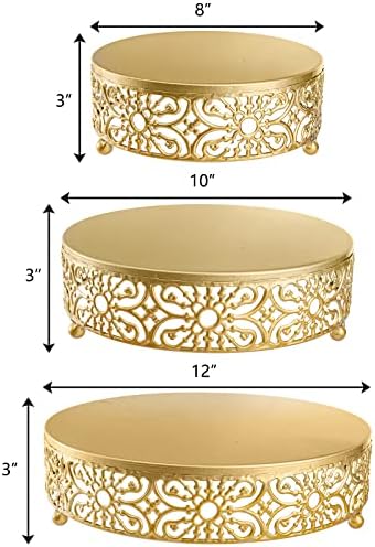 Hedume 3 Pack Cake Stand, Round Metal Cake Stands, 8" 10" 12" Dessert Display Cupcake Stands, Wedding Brithday Party Celebration Dessert Cake Display Plates-Gold - Image 2