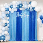 ShinyBeauty Baby Blue & Blue Sequin Backdrop 4 Panels Photo Curtains 2x8FT - Image 2