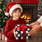 WRAPAHOLIC 30 Inch Jumbo Reversible Vintage Christmas Wrapping Paper - 30 Inch x 100 Feet Jumbo Roll Black Jolly Santa Wrapping Paper and Red Merry Christmas Design with Metallic Foil Shine for Holiday, Party - Image 6