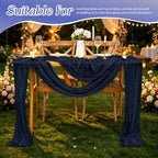20 Pack Navy Blue Table Runners 17 x 108inch Cheesecloth Table Runner Rustic Boho Gauze Sheer Fabric Cheese Cloth Table Runner for Wedding Party Bridal Baby Shower Birthday Spring Table Decor - Image 5