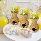 Novabright 3 Set 6 Inch Bee Hive Vase with Artificial Flowers Jute Rope - Image 6