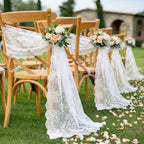 Remagr 6 Pcs White Lace Table Runners 30" x 120" Floral Wedding Decor - Image 4