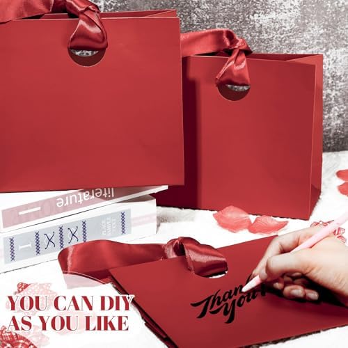 Feifeiya 30 Pcs Small Red Gift Bags with Ribbon Handle - Image 4