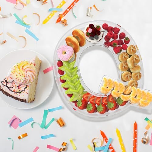 13.8" Extra Large Acrylic Letter Charcuterie Board Box, Reusable Fillable Letter Cake Candy Dish Display Serving Tray for Birthday Anniversary Party Decoration (Q) - Image 4
