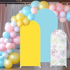 JarThenaAMCS 3 Pcs Cartoon Sponge Birthday Party Decorations Yellow Blue Arch Cover Colorful Bikini Floral Backdrop Photography Background for Birthday Baby Shower Photo Booth Props(4ft/5ft/6ft) - Image 4