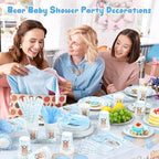 Funnymoom 452 Pcs Blue Bear Baby Boy Shower Party Supplies for 50 Guests - Image 5
