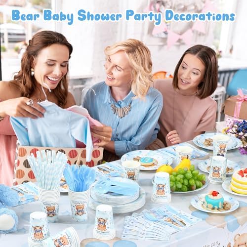 Funnymoom 452 Pcs Blue Bear Baby Boy Shower Party Supplies for 50 Guests - Image 5