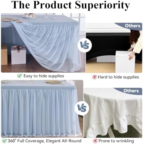Blue Tulle Tablecloth for 6 Ft Rectangle Tables 4-Pack, Ideal for Weddings - Image 6