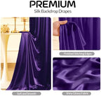 Purple Satin Backdrop Curtains 8 Panels - Glitter Photo Drapes for Baby Shower, 40x10FT Shimmer Back Drop Cloth, Wrinkle Free for Birthday Party Prom Wedding Stage Background - Image 2