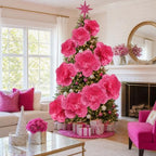 Giegxin 28 Pcs 14'' 10'' 6'' Hot Pink Christmas Paper Flowers Ornaments - Image 2