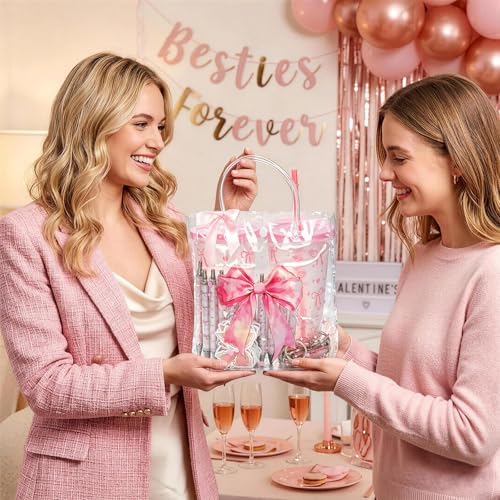 24 Sets Pink Bow Party Favors Includes 24 Oz Tumblers with Lids and Straws Pens Keychains Clear Gift Bags Coquette Aesthetic Gifts Set for Guests Bridal Baby Shower Birthday Party Supplies - Image 7