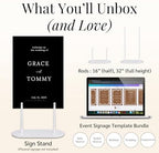 White Wedding Welcome Sign Stand with Holder - Elegant Metal Easel Display for Seating Chart, Reception Signs, Welcome Board - 30+ Customizable designs for Baby, Bridal Shower - Versatile Party Sign Holder - Image 2