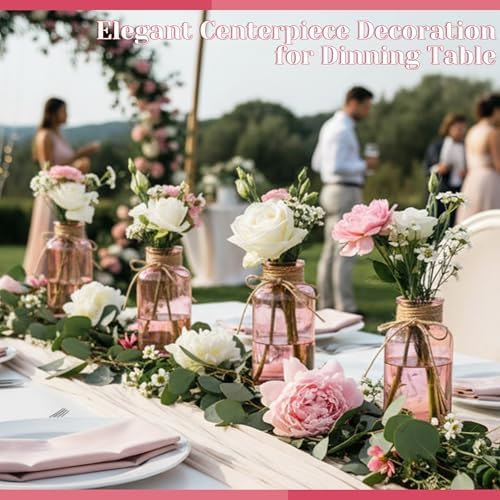 Mason Jar Glass Vases 12 Pack, Pink Flower Vase for Centerpieces - Image 6