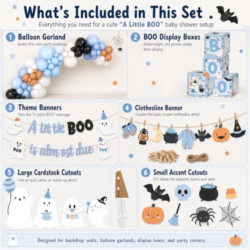 Halloween Baby Shower Decorations, A Little Boo Is Almost Due Party Set - Image 2