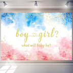 Gender Reveal Backdrops 10x10 FT Boy or Girl Backdrop Blue and Pink Gender Reveal Decorations Banners for New Born Baby Shower Kids Birthday Party Supplies Large Photo Props Background by Unknown