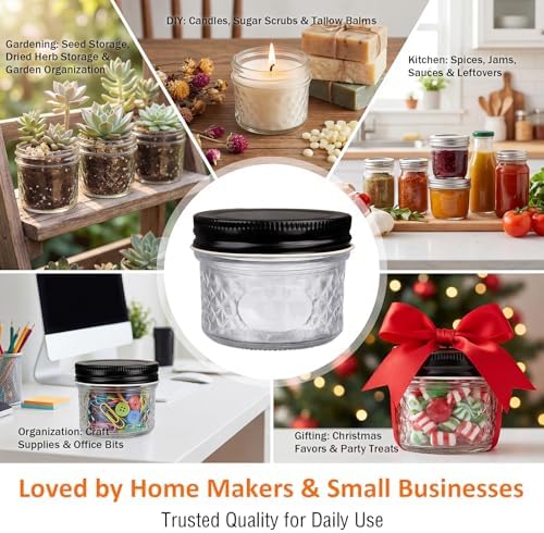 QAPPDA 40 Pack 4oz Crystal Mini Mason Jars With lids, Small Spice Jars - Image 5