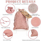 Woanger 100 Pcs Drawstring Burlap Gift Bags 4x6'' with Tags, Brown Pink Mix - Image 2