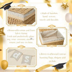 Gerrii Wedding Party Decoration 12 x 9.4 x 5.3 in Large Wicker Storage Basket with Lid Wedding Card Box and Card Banner Set Money Envelope Box Gift for Baby Shower Favor Supplies(Khaki) - Image 4