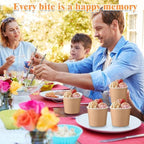 Honeydak 200 Pcs Kraft Paper Ice Cream Cups Disposable Dessert Bowls for Hot or Cold Food Brown Paper Snack Containers for Sundae, Frozen Yogurt, Soup Baby Shower Party Supplies (11 oz,Brown) - Image 4