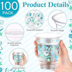 100 Pcs Seashell Plastic Cups 12 oz Summer Beach Starfish Disposable Plastic Drinking Cups Bulk for Under the Sea Ocean Pool Birthday Wedding Bridal Baby Shower Party Decoration Supplies - Image 3
