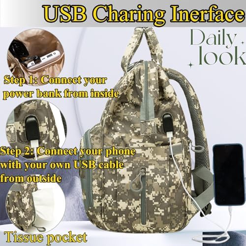 Diaper Bag Backpack for Dad and Mom with USB Charging Port Stroller Straps and Insulated Pocket,army military Travel Nappy Backpack for Daddy/Mommy (Camo) - Image 3