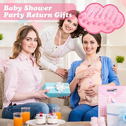 CHENGU 100 Pcs Baby Shower Pacifiers Necklace Bulk,Pink and White - Image 6