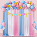 Baby Shower Backdrop Curtain 15ftx7ft - Blue Pink Wrinkle Free Satin Drapes by SoarDream