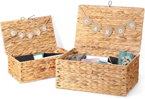 Geelin 2 Set Wedding Card Basket Wicker Boxes with Letter Flag Decor by Geelin